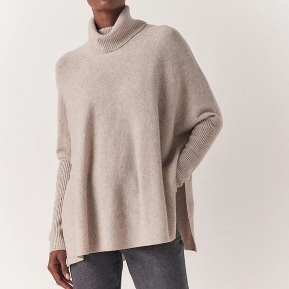 ALL SAINTS 100% Cashmere Char Roll Neck Sweater in Beige - US 8 / UK 12 - Picture 1 of 9
